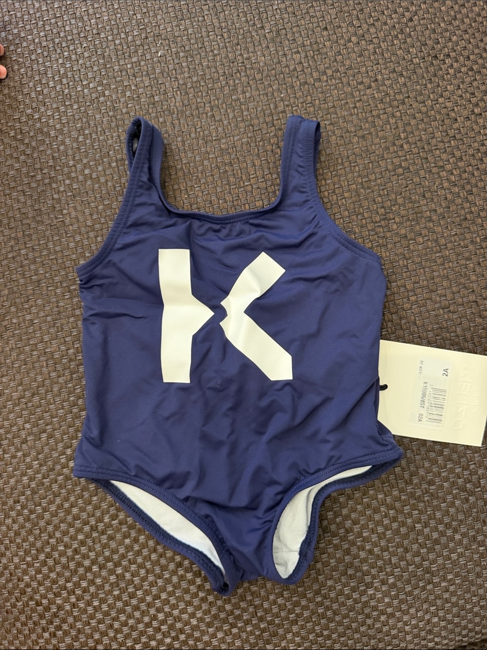 Kenzo Navy Blue Kids One-Piece Swimsuit with White K Logo